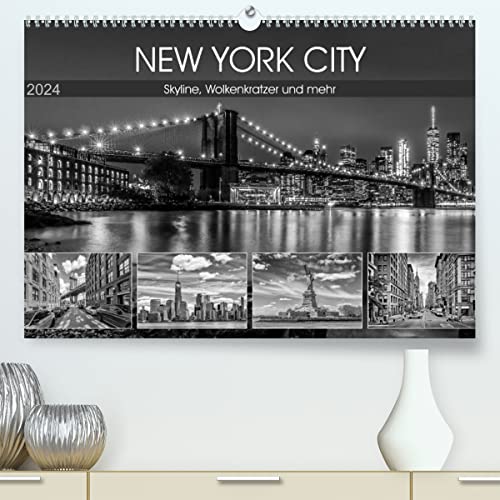 NEW YORK CITY Skyline, Wolkenkratzer und mehr (hochwertiger Premium Wandkalender 2024 DIN A2 quer), Kunstdruck in Hochglanz