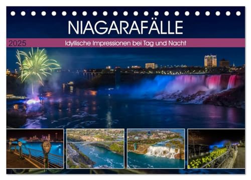 NIAGARAFÄLLE Idyllische Impressionen bei Tag und Nacht (Tischkalender 2025 DIN A5 quer), CALVENDO Monatskalender von CALVENDO