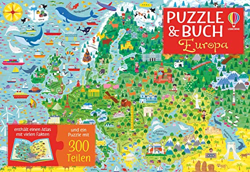 Puzzle & Buch: Europa: Puzzle mit 300 Teilen plus Atlas (Puzzle-und-Buch-Reihe) von Usborne