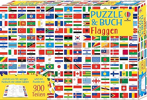Puzzle & Buch: Flaggen: Set aus 300-teiligem Puzzle und Begleitbuch – ab 7 Jahren (Puzzle-und-Buch-Reihe) von Usborne Publishing