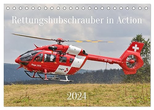 Rettungshubschrauber in Action (Tischkalender 2024 DIN A5 quer), CALVENDO Monatskalender