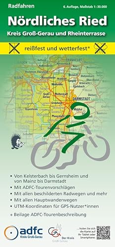 Radfahren - Nördliches Ried / Kreis Groß-Gerau und Rheinterrasse: Maßstab 1:30.000 - reißfest und wetterfest - Von Kelsterbach bis Gernsheim und von ... mit ADFC-Tourenvorschlägen) von MeKi Landkarten