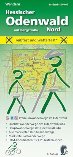 Wandern, Hessischer Odenwald Nord mit Bergstraße: Maßstab 1:30.000; reißfest und wetterfest; Premiumwanderwege im Odenwald; Qualitätswanderwege des ... UTM-Koordinaten für GPS-Nutzer/-innen