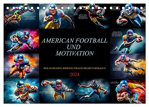 American Football und Motivation (Tischkalender 2024 DIN A5 quer), CALVENDO Monatskalender von CALVENDO