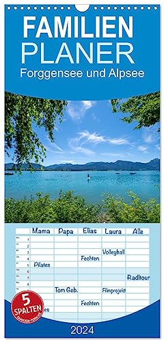Familienplaner 2024 - Forggensee und Alpsee - Urlaubsparadies Bayerisches Allgäu mit 5 Spalten (Wandkalender, 21 cm x 45 cm) CALVENDO