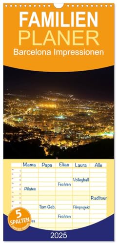 Familienplaner 2025 - Barcelona Impressionen mit 5 Spalten (Wandkalender, 21 cm x 45 cm), CALVENDO von CALVENDO