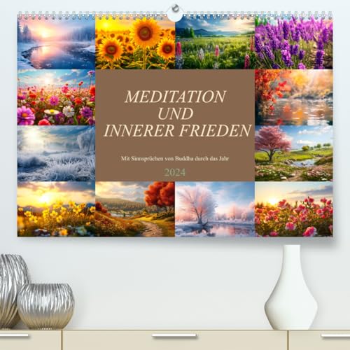 Meditation und innerer Frieden (hochwertiger Premium Wandkalender 2024 DIN A2 quer), Kunstdruck in Hochglanz von CALVENDO