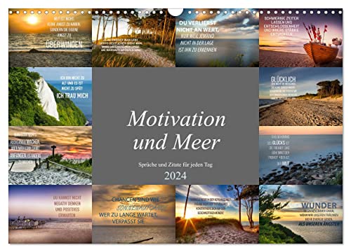 Motivation und Meer (Wandkalender 2024 DIN A3 quer), CALVENDO Monatskalender