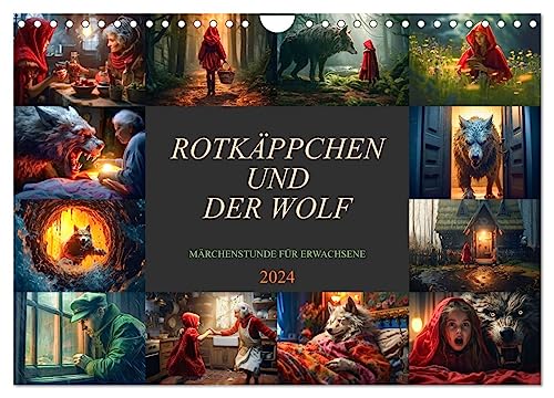 Rotkäppchen und der Wolf (Wandkalender 2024 DIN A4 quer), CALVENDO Monatskalender von CALVENDO