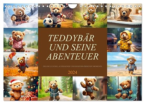 Teddybär und seine Abenteuer (Wandkalender 2024 DIN A4 quer), CALVENDO Monatskalender