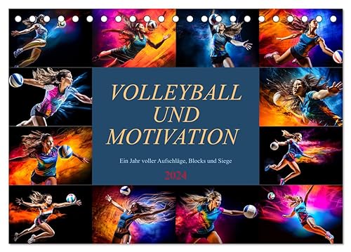 Volleyball und Motivation (Tischkalender 2024 DIN A5 quer), CALVENDO Monatskalender