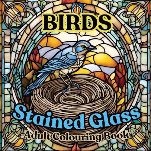 Stained Glass Adult Colouring Book- Birds: Destress and release creativity with 35 unique designs (Stained Glass Adult Colouring Books) von Independently published