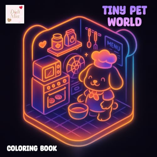 Tiny Pet World Black Paper Coloring Book: Adorable Pets in a Magical Miniature World von Independently published