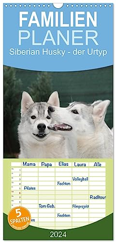 Familienplaner 2024 - Siberian Husky - der Urtyp mit 5 Spalten (Wandkalender, 21 cm x 45 cm) CALVENDO