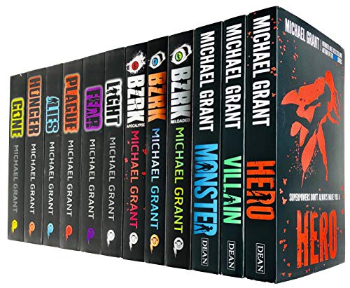 Michael Grant 12 Books Collection Set (Gone Series-Light, Gone, Hunger, Lies, Plague, Fear, Bzrk Series -Bzrk, Reloaded, Apocalypse & Monster Series-Hero, Villain, Monster)