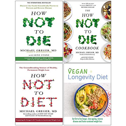 How Not To Die, Das How Not To Die-Kochbuch, How Not To Diet [Hardcover], Vegan Longevity Diet 4-Bücher-Sammlungsset