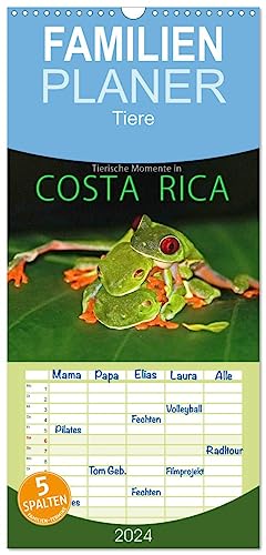 Familienplaner 2024 - COSTA RICA - Tierische Momente mit 5 Spalten (Wandkalender, 21 cm x 45 cm) CALVENDO von CALVENDO