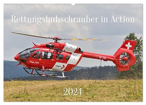 Rettungshubschrauber in Action (Wandkalender 2024 DIN A2 quer), CALVENDO Monatskalender