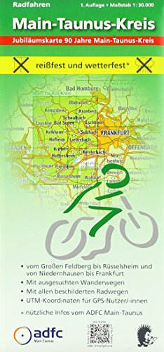 Radfahren - Main-Taunus-Kreis: Maßstab 1:30.000 - reißfest und wetterfest - Vom Großen Feldberg bis Rüsselsheim und von Niedernhausen bis Frankfurt - ... mit ADFC-Tourenvorschlägen) von MeKi Landkarten GmbH