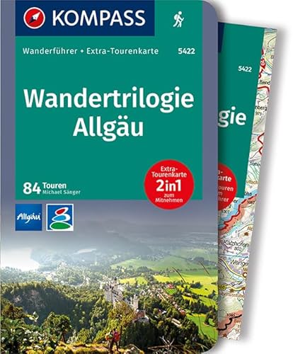 KOMPASS Wanderführer Wandertrilogie Allgäu: Wanderführer mit Extra-Tourenkarte 1:85.000, 84 Touren, GPX-Daten zum Download.