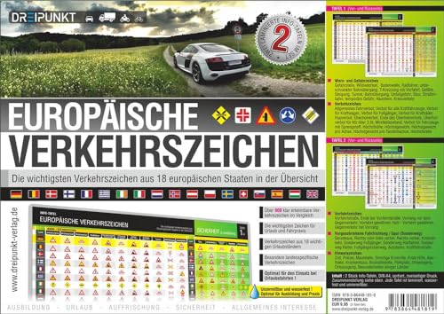 Europäische Verkehrszeichen: Die wichtigsten Verkehrszeichen aus 18 europäischen Staaten in der Übersicht.