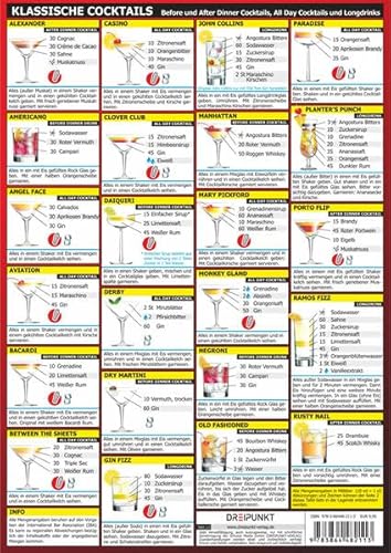 Info-Tafel-Set Klassische Cocktails: Before und After Dinner Cocktails, All Day Cocktails und Longdrinks
