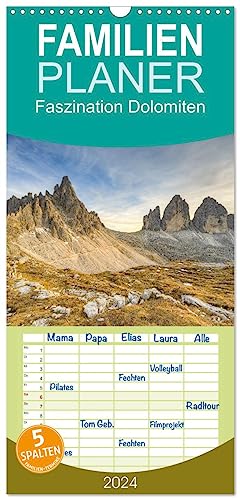 Familienplaner 2024 - Faszination Dolomiten mit 5 Spalten (Wandkalender, 21 cm x 45 cm) CALVENDO