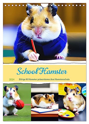 School Hamster - Eifrige KI Hamster präsentieren ihre Hamsterschule (Wandkalender 2024 DIN A4 hoch), CALVENDO Monatskalender von CALVENDO