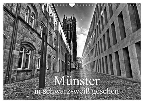 Münster in schwarz-weiß gesehen (Wandkalender 2025 DIN A3 quer), CALVENDO Monatskalender: Münster, eine westfälische Metropole, eine sehenswerte Stadt. von Calvendo