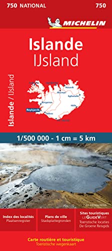 ISLANDE 11750 CARTE 'NATIONAL' MICHELIN KAART: Wegenkaart Schaal 1 : 500.000 (Nationale kaarten Michelin)
