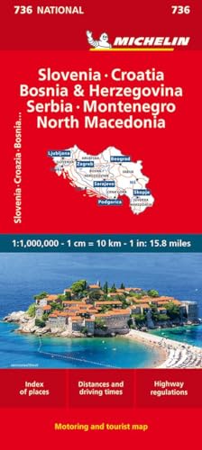 Michelin Slowenien Montenegro Bosnien Kroatien Serbien: Straßen- und Tourismuskarte 1: 1 000 000 (MICHELIN Nationalkarten)