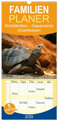 Familienplaner 2025 - Schildkröten - Gepanzerte Urzeitwesen mit 5 Spalten (Wandkalender, 21 cm x 45 cm), CALVENDO von CALVENDO
