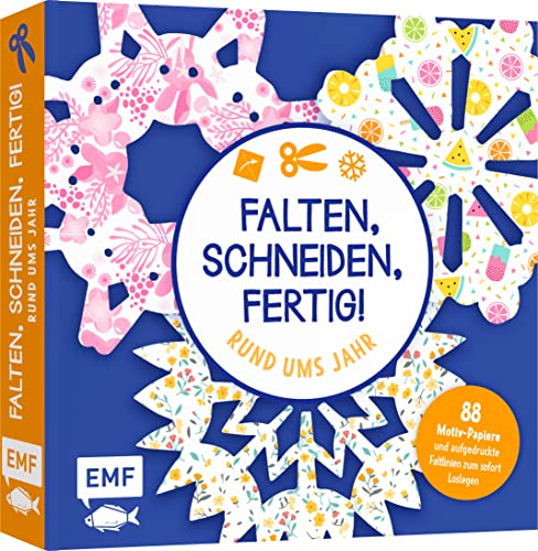 Bastelblock: Falten, Schneiden, fertig! Rund ums Jahr: Mit 88 Motiv-Papieren und aufgedruckten Faltlinien für 16 Modelle zum sofort Loslegen von Edition Michael Fischer / EMF Verlag