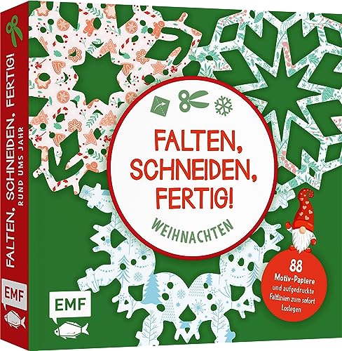 Bastelblock: Falten, Schneiden, fertig! Weihnachten: Mit 88 Motiv-Papieren und aufgedruckten Faltlinien für 16 Modelle zum sofort Loslegen von Edition Michael Fischer / EMF Verlag