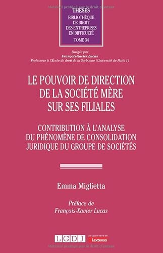 Le pouvoir de direction de la société mère sur ses filiales: Contribution à l'analyse du phénomène de consolidation juridique du groupe de sociétés (34) von LGDJ