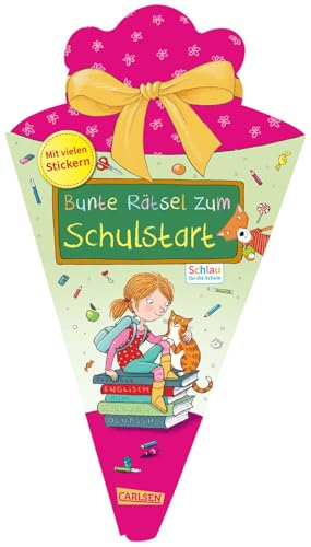 Schlau für die Schule: Bunte Rätsel zum Schulstart (Schultüte 2025 rosa): Rätselspaß und viele Sticker | Rätselbuch zum Knobeln, Malen und Eintragen ab 5 Jahren, formgestanzt als Schultüte von Carlsen
