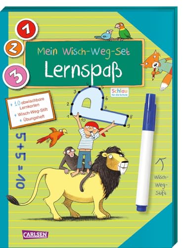 Schlau für die Schule: Mein Wisch-Weg-Set: Lernspaß: Mit 10 abwischbaren Lernkarten, Wisch-Weg-Stift und Übungsheft – Geschenk zur Einschulung!