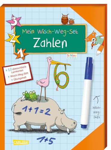 Schlau für die Schule: Mein Wisch-Weg-Set: Zahlen: 10 abwischbare Lernkarten, Wisch-Weg-Stift und Übungsheft | Mit 10 abwischbaren Lernkarten, Wisch-Weg-Stift und Übungsheft