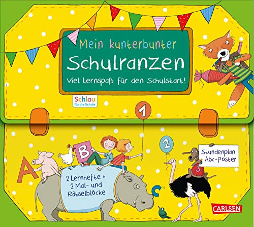 Schlau für die Schule: Mein kunterbunter Schulranzen (Buch-Set für den Schulstart): Mit 2 Lernheften, 2 Mal- und Rätselblöcken, Stundenplan und tollem Poster