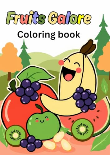 Fruits Galore: Unleash creativity with delicious fruit illustrations and exciting maze challenges! | Easy to color | Large page format | 111 pages with 55 unique designs