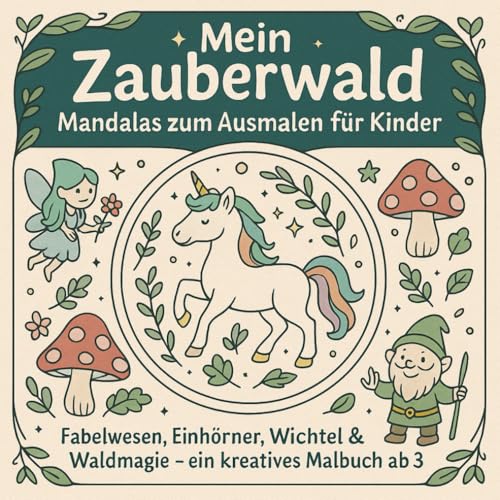 Mein Zauberwald – Mandalas zum Ausmalen für Kinder: Fabelwesen, Einhörner, Wichtel & Waldmagie – ein kreatives Malbuch ab 3 Jahren von Independently published