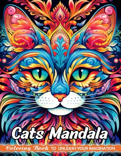Cats Mandala: Adults Coloring Books with Cats Mandala for Stress Relief and Relaxation (Christmas Coloring Pages)