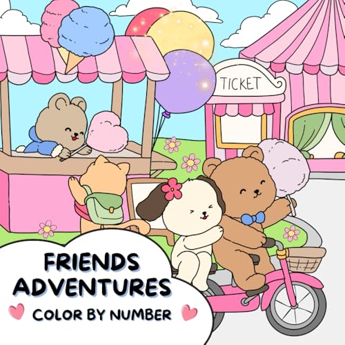 FRIENDS ADVENTURES Color By Number: Large Print Color By Numbers For Adults, Seniors, Teens and Kids (Color by Number Coloring Books For Adults) von Jane Miller Coloring Books
