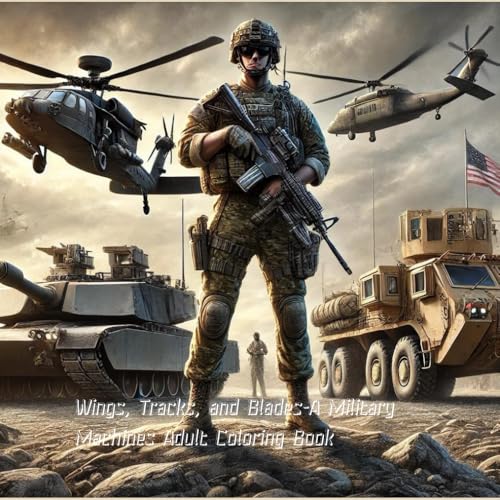 Wings, Tracks, and Blades: A Military Machines Coloring Book: Adult Relaxation and Color Booklet von Independently published