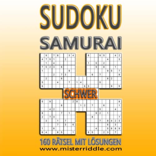 SAMURAI SUDOKU - SCHWER - 160 RÄTSEL