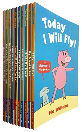 Elephant and Piggie Series 10 Books Collection Set By Mo Willems (Today I Will Fly, My Friend Is Sad, I Broke My Trunk, Let's Go for a Drive, I Love My New Toy, I Am Invited to a Party and More)
