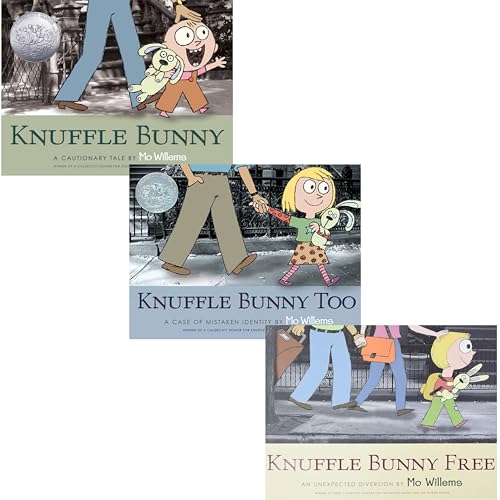 Mo Willems Knuffle Bunny Book Set of 3 - [Knuffle Bunny: A Cautionary Tale, Knuffle Bunny Too: A Case of Mistaken Identity, Knuffle Bunny Free: An Unexpected Guest]