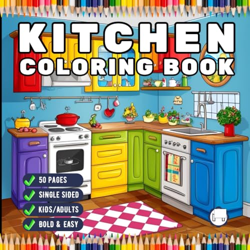50 Pages Single Sided Cozy Kitchen Coloring Book Adults Men Women Kids Young Boys Girls Teens Youth Bold and Easy Stress Relief Soothing Kitchen ... Retro Vintage Kitchen Charm Coloring Sheets 50 Pages Single Sided Cozy Kitchen Coloring Book Adults Men Women Kids Young Boys Girls Teens Youth Bold and Easy Stress Relief Soothing Kitchen ... Retro Vintage Kitchen Charm Coloring Sheets von Independently published