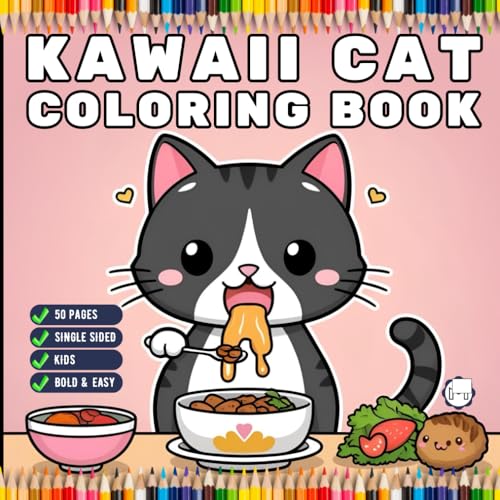 Cute Kawaii Cat Coloring Book for Kids Boys Girls Teens Youth Kawaii Kitten Coloring Sheets for Children 50 Pages Single Sided Cat Kitten Kitty Lover ... Book Stress Relief Relaxation Coloring Book Cute Kawaii Cat Coloring Book for Kids Boys Girls Teens Youth Kawaii Kitten Coloring Sheets for Children 50 Pages Single Sided Cat Kitten Kitty Lover ... Book Stress Relief Relaxation Coloring Book von Independently published