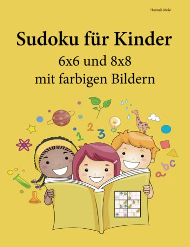 Sudoku für Kinder 6x6 und 8x8 mit farbigen Bildern von udv